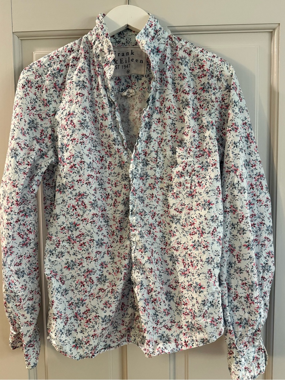 Frank & Eileen Barry Floral Crinkled Cotton Shirt